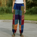 Pantaloni Funghi Stampa a Blocchi Viola Nomade Sari