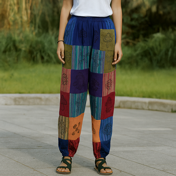 Paddenstoel Broek Blockprint Paars Nomad Sari