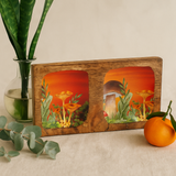 Doppeltes Schmucktablett 20x10x2,5cm - Pilzdesign Kastanienbraun