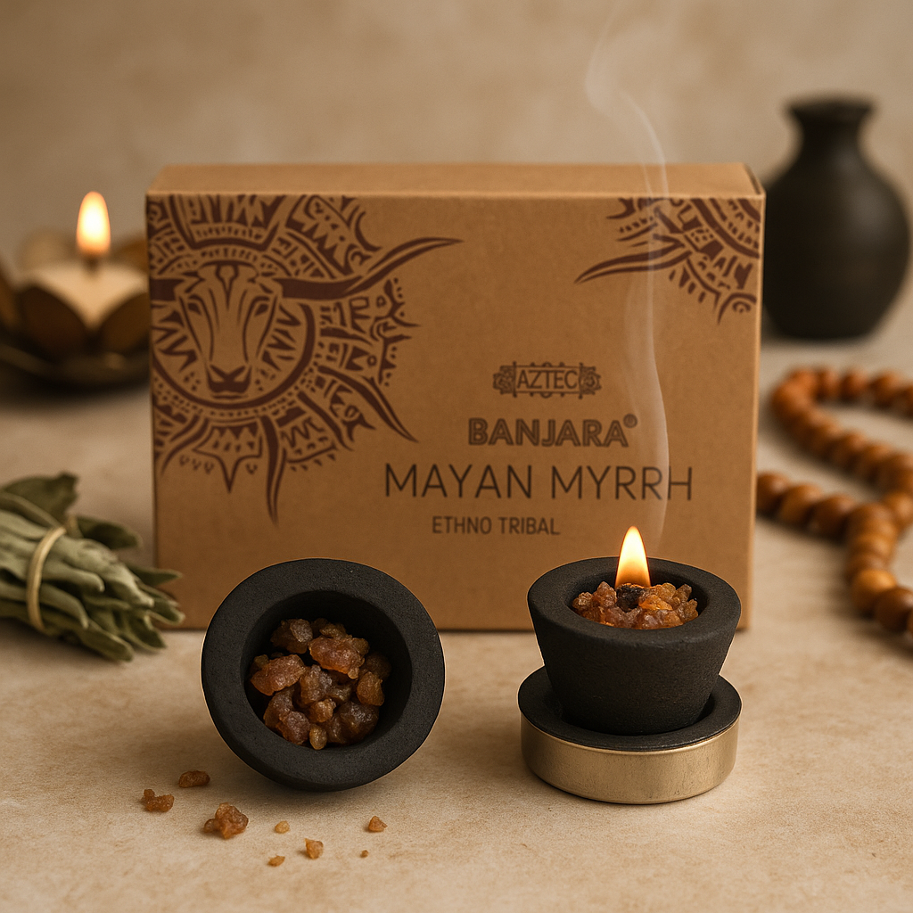 Coupes de purification Encens Myrrhe Maya Sauge, Banjara