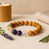 7 Chakrastenarmband Cederträpärlor