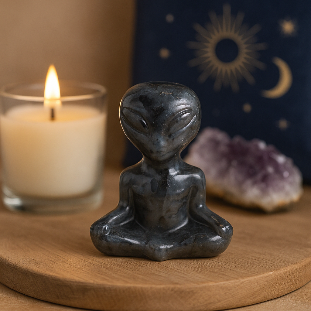 Labradoriet Alien Beeldje Larvikiet 40x30x15mm