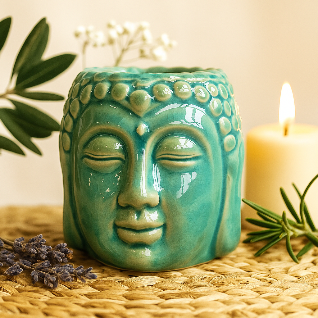 Buddha olejová aromalampa vosková tavička modrá