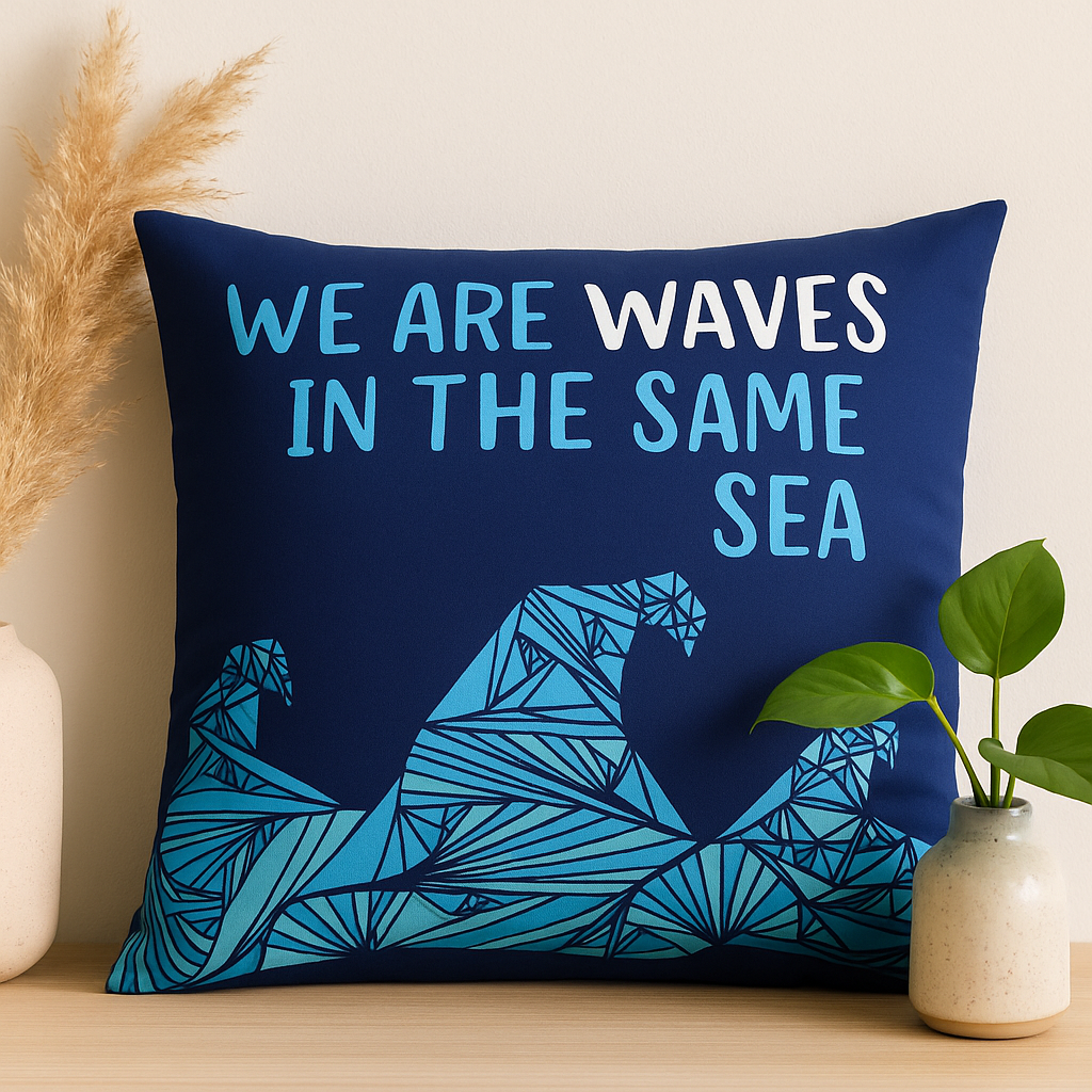 Funda de cojín 45x45 Algodón Azul We Are Waves