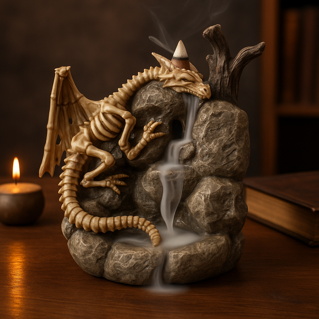 Backflow Incense Burner Dragon Skull