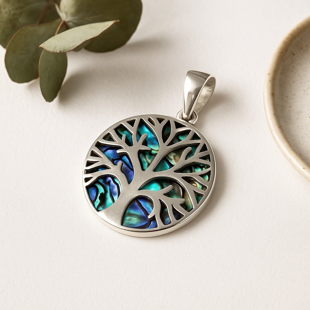 Přívěsek Strom života stříbrný 30mm Abalone