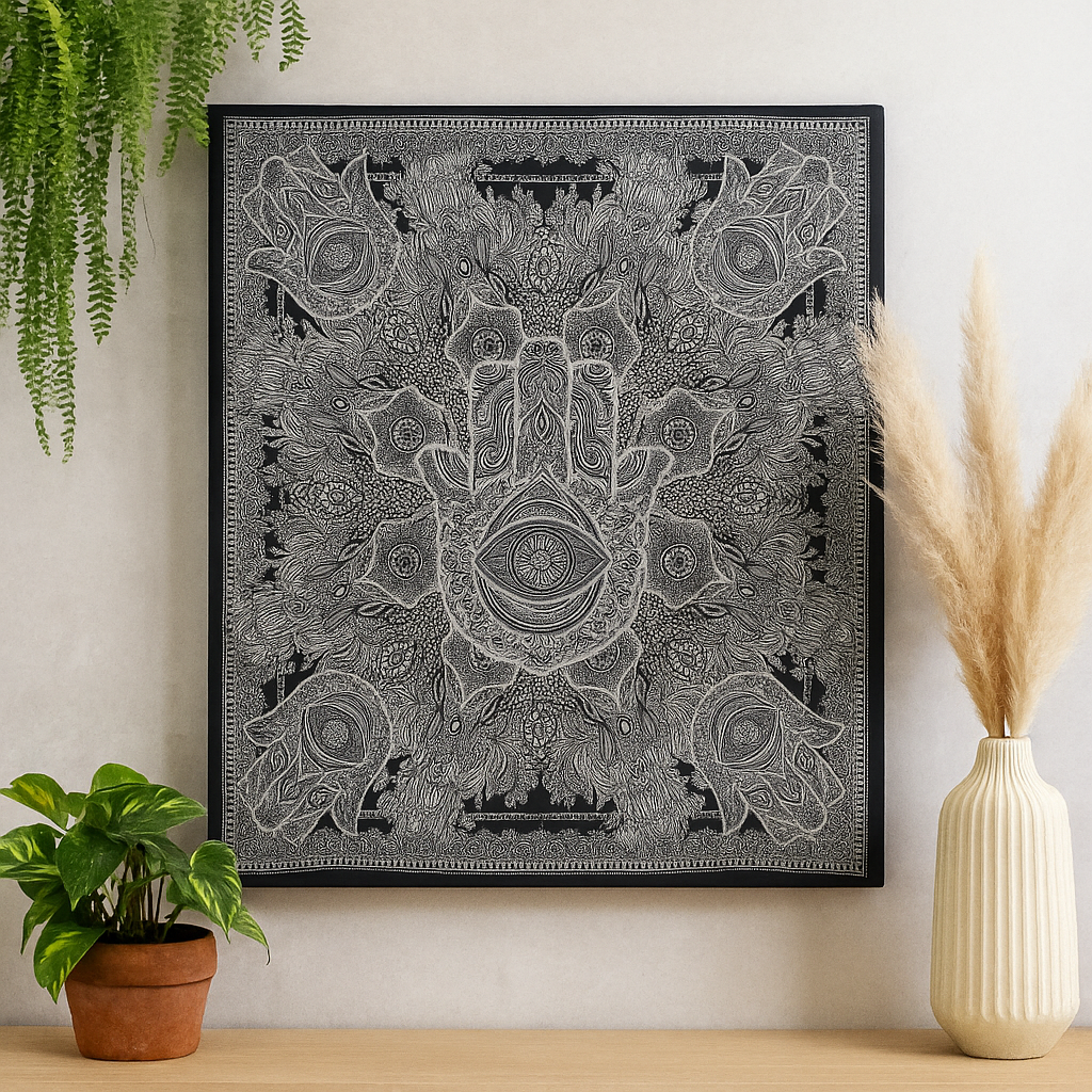 Överkast och väggbonad - Dubbel bomulls Hamsa