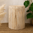 Stool or Table Tribal Albasia Whitewash, Wooden Stool