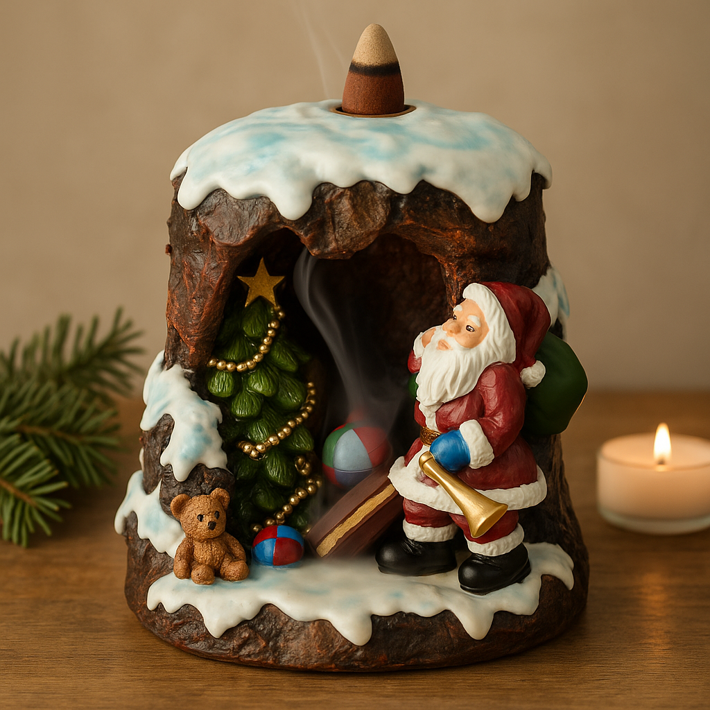 Backflow Incense Burner Christmas Santa Grotto