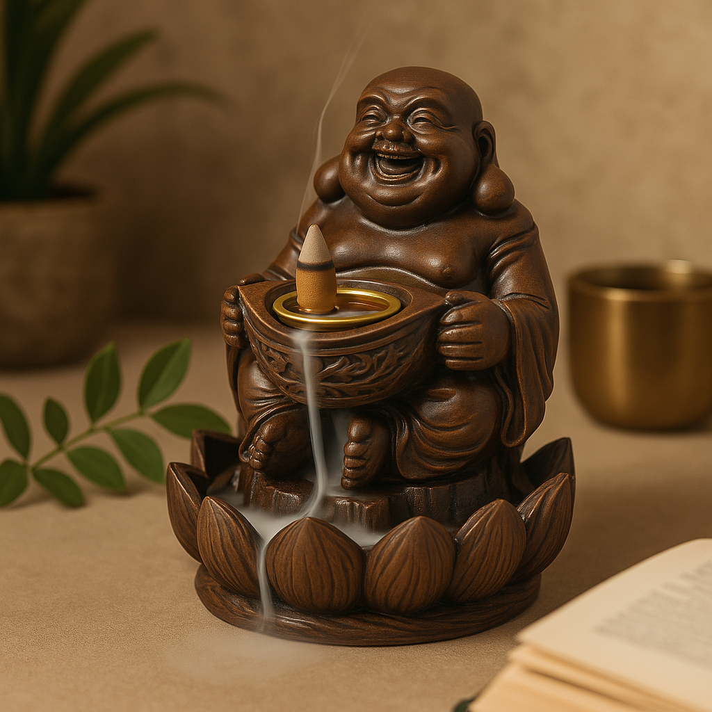 Takaisinvirtaus suitsukkeen poltin vesiputous puuvaikutelma Onnekas Buddha