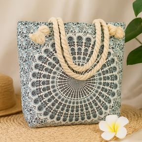 Rope Handle Mandela Bag – Sky Blue, Tote Bag