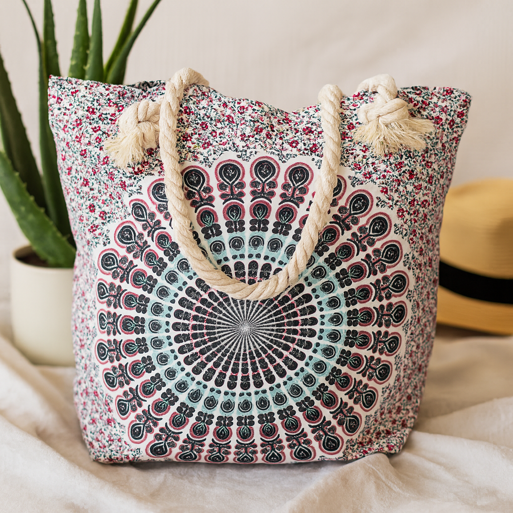 Mandela-Tasche mit Seilgriff - Elektroblau