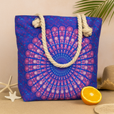 Rope Handle Bag, Purple Blue Mandela