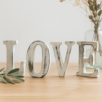 Sada 4 kusů dopisů lásky ve stylu shabby chic