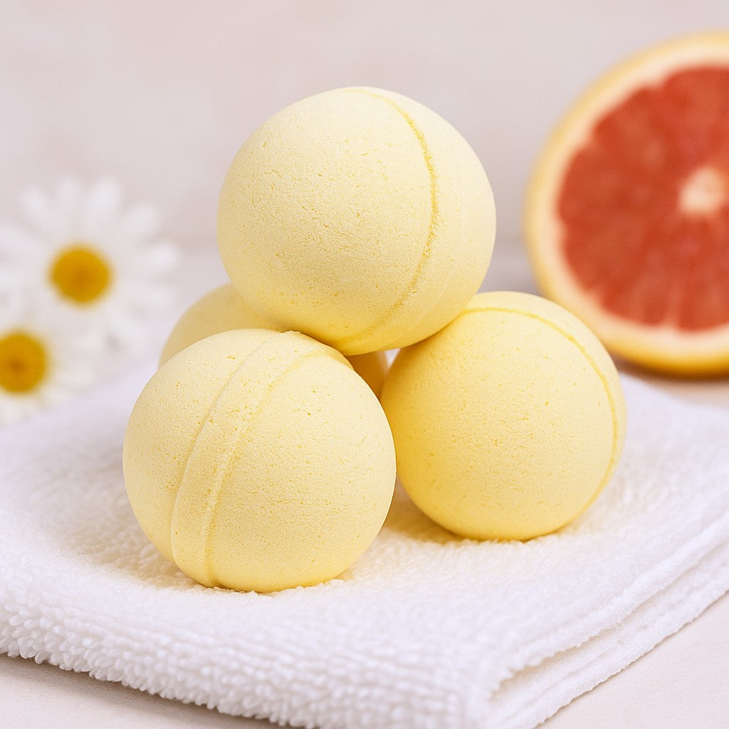 Šumivá koupelová bomba - heřmánek a grapefruitový esenciální olej