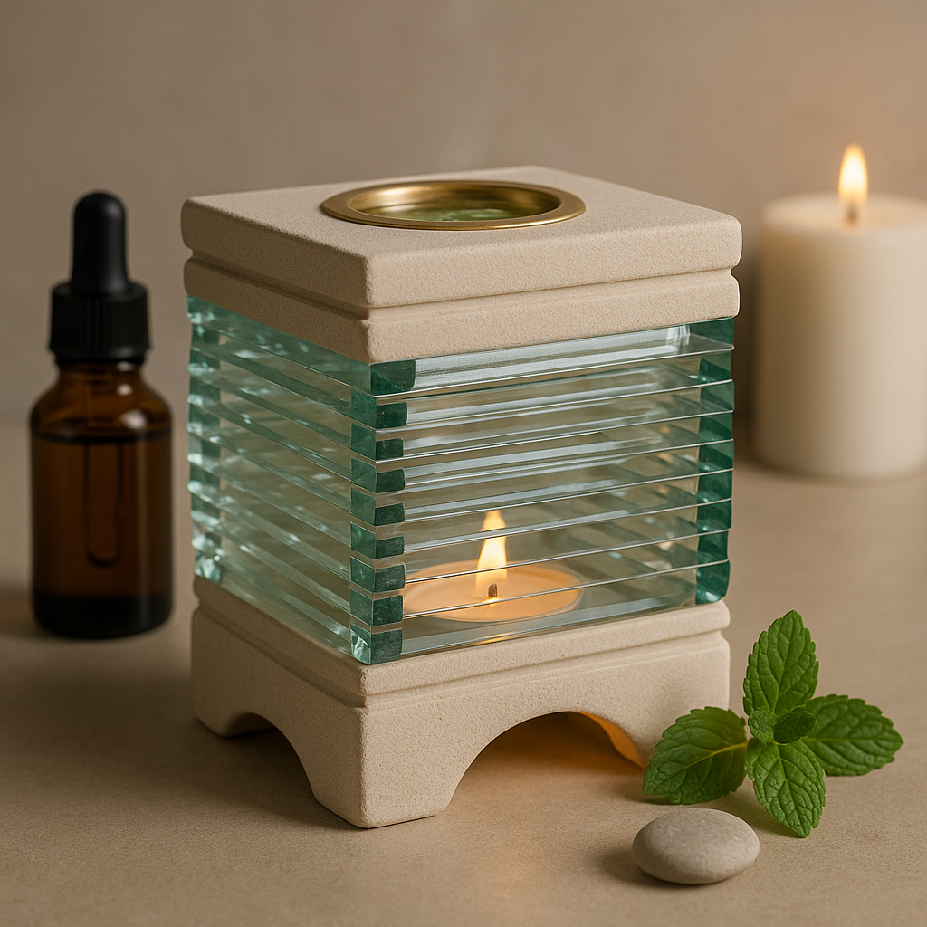 Καυστήρας Λαδιού - Τετράγωνο από Πέτρα και Γυαλί