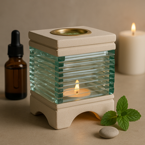 Oil Burner – Stone and Glass Square