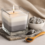 Sviečka v dúhovej nádobe, parafínový vosk