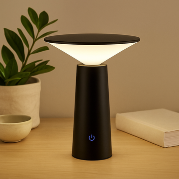 Lampe de table noire mate champignon tactile dimmable USB-C