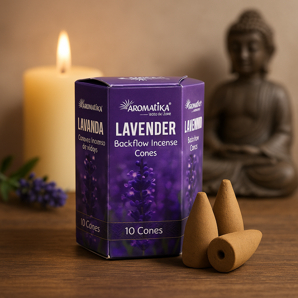 Conuri de tămâie cu reflux de lavandă, pachet de 10 Aromatika