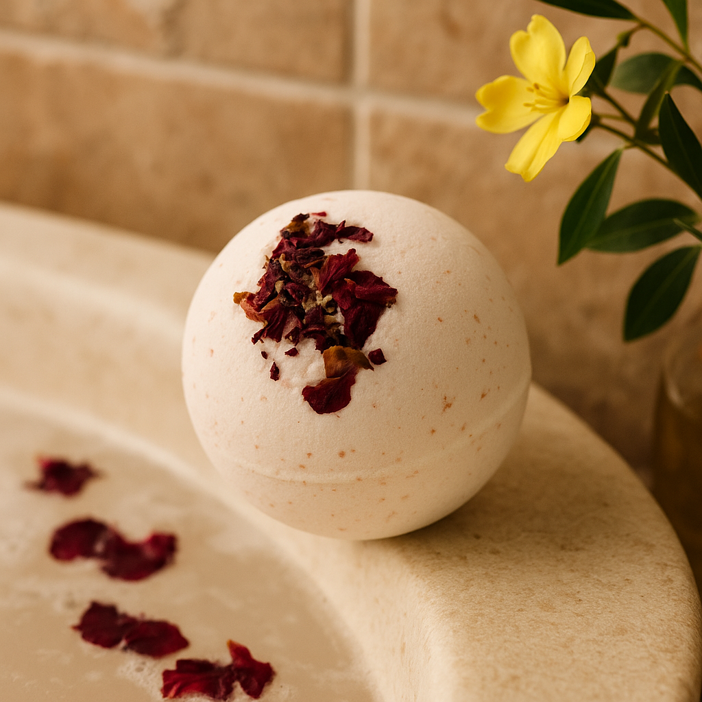Bombe de bain au sel de l'Himalaya - Huile de noix de coco Ylang Ylang
