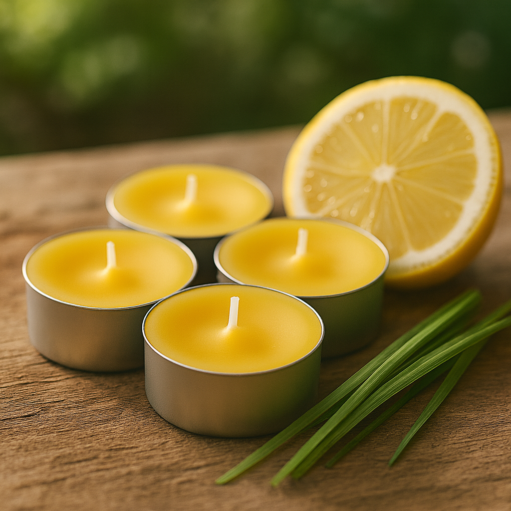 Citronella theelichtkaarsen, 8 uur set van 4