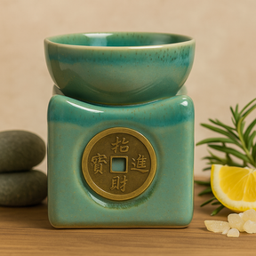 Oil Burner Wax Melt Burner Lucky Coin Jade