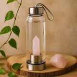 Kristallwasserflasche Rosenquarz