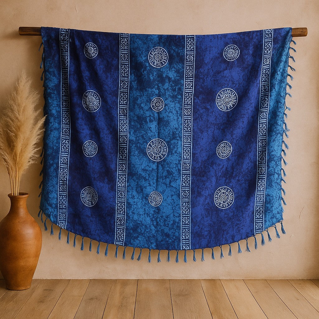 Keltisk Sarong Blå Teal Lyckomynt Bali