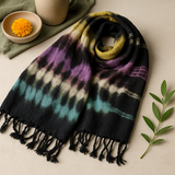 Boho Indonesian Striped Linen-Rayon Scarf Shawl 62x200cm