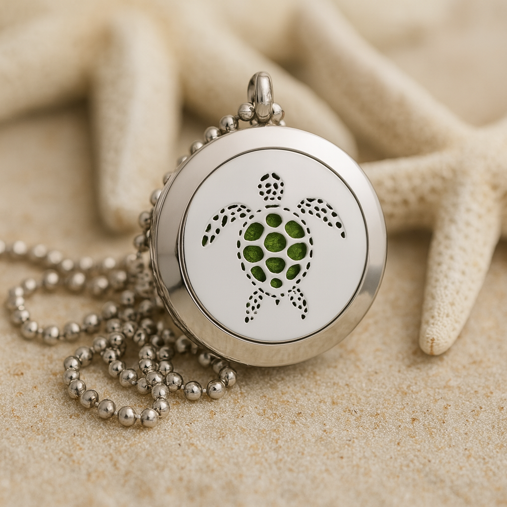 Essentiële Olie Diffuser Medaillon Ketting Schildpad 25mm