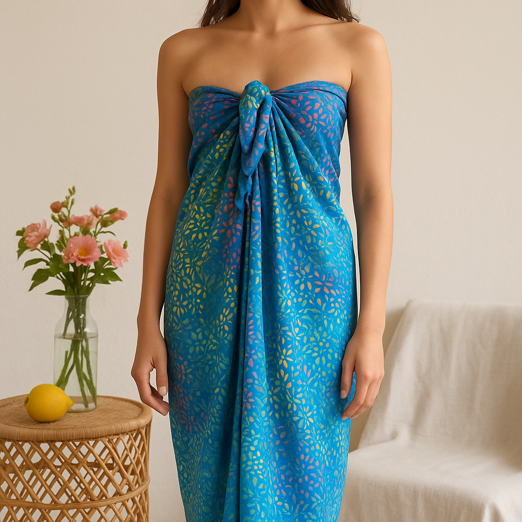 Sarong Bali blomstrete rayon, 4 farger