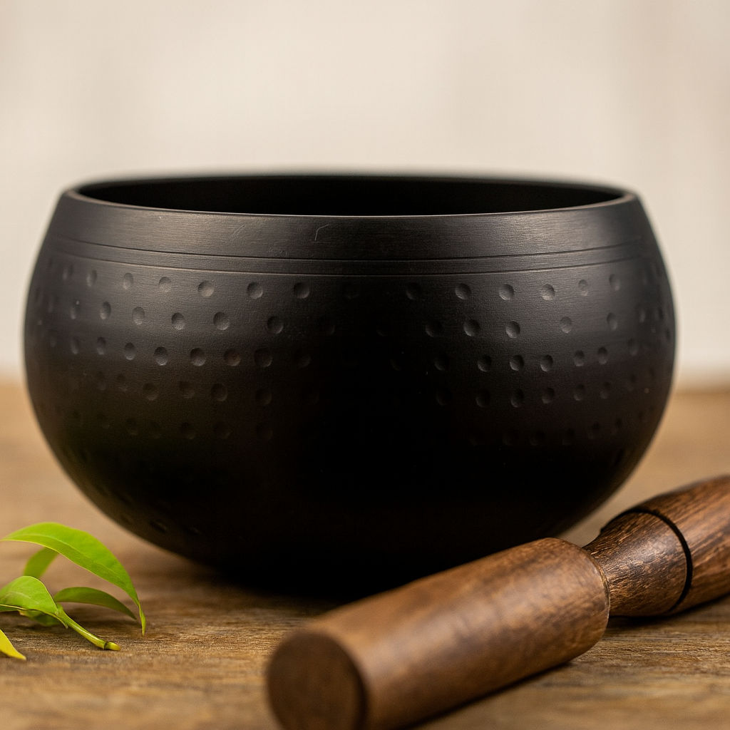 Singing Bowl Black Beaten 18cm