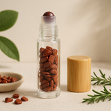 Kristall-Ölroller – Ätherisches Öl aus rotem Jaspis-Edelstein, Roll-on-Flasche mit Holzverschluss