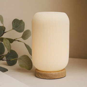 Lampada da comodino USB a 3 livelli con base in legno