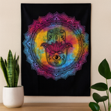 Cuvertură de pat din bumbac simplu și decor de perete - Hamsa neagră