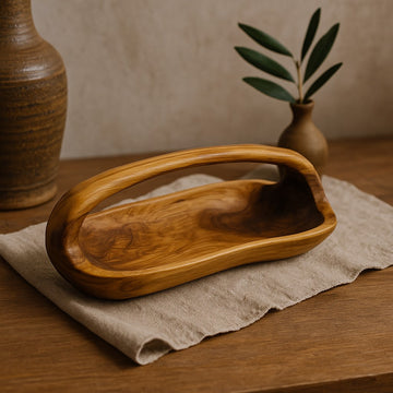 Teak Root Bowl With Handle 30cm