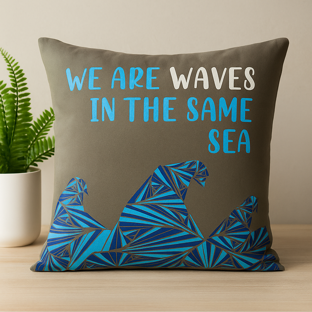 Funda de cojín 45x45 Algodón Gris We Are Waves