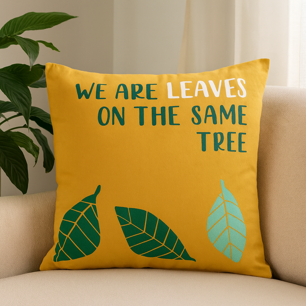 Funda de cojín de algodón We Are Leaves Natural 45x45