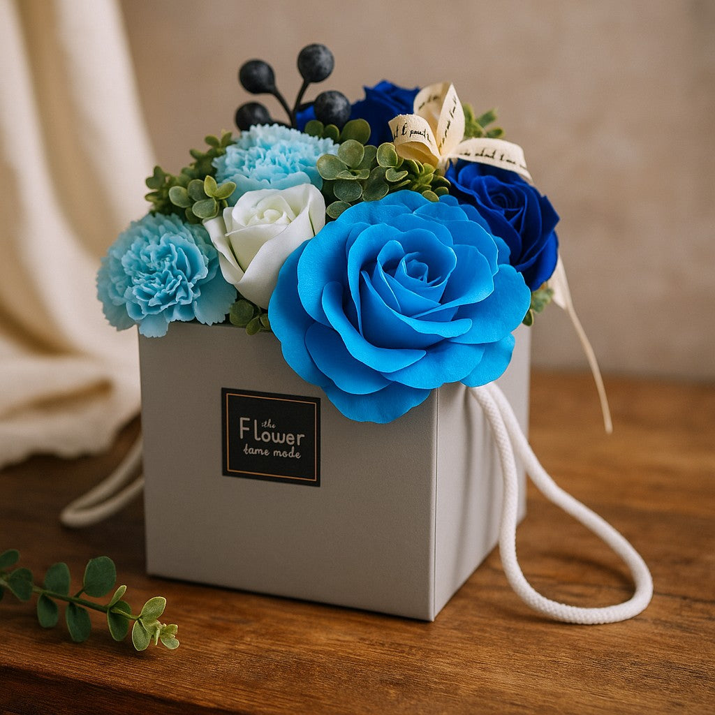 Bouquet de Flores de Sabão Azul para Casamento