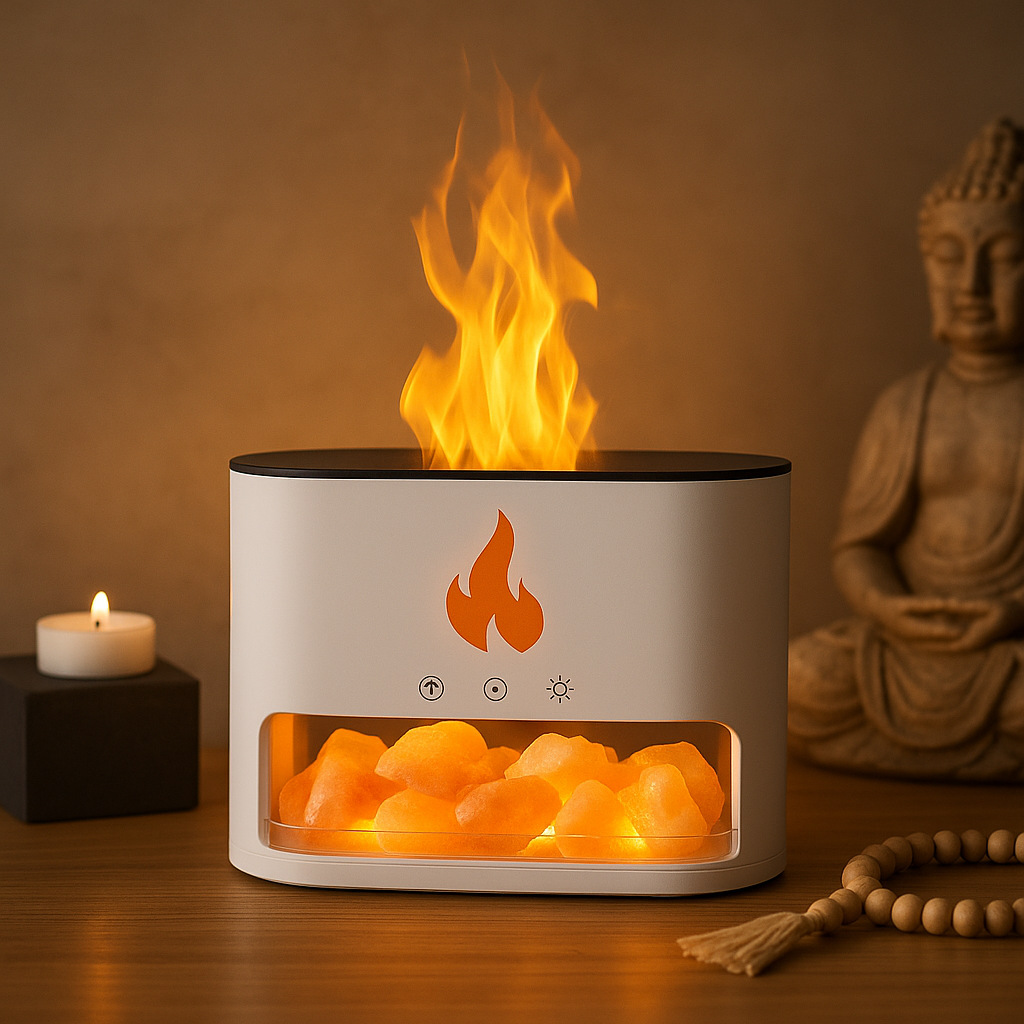 Aromadiffusor mit Himalaya-Salz – Flammeneffekt – USB-C