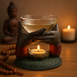 Buddha oljebrännare antik offerhänder
