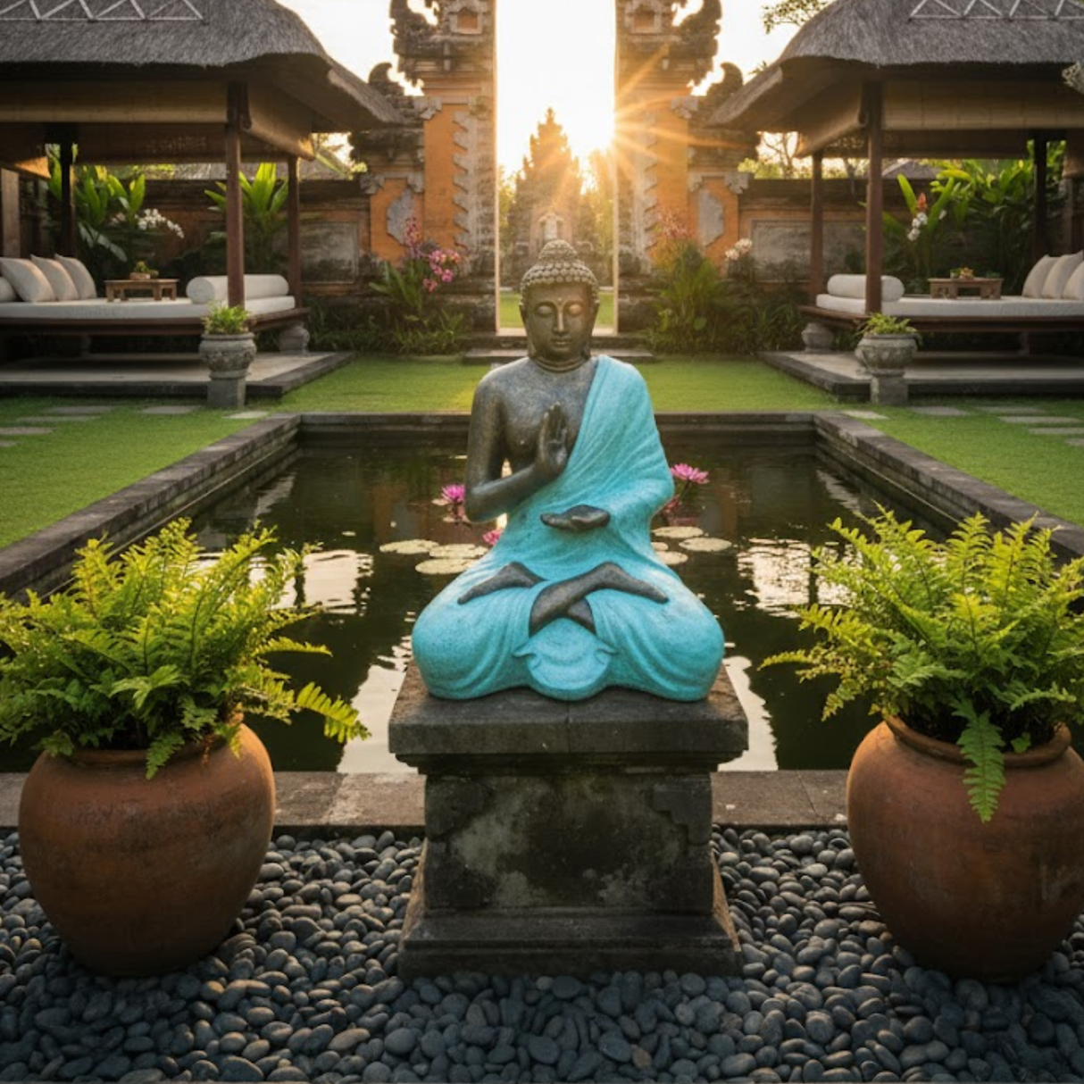 Socha Buddhy meditující 1.5m kámen bronzový povrch