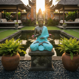 Socha Buddhy meditující 1.5m kámen bronzový povrch