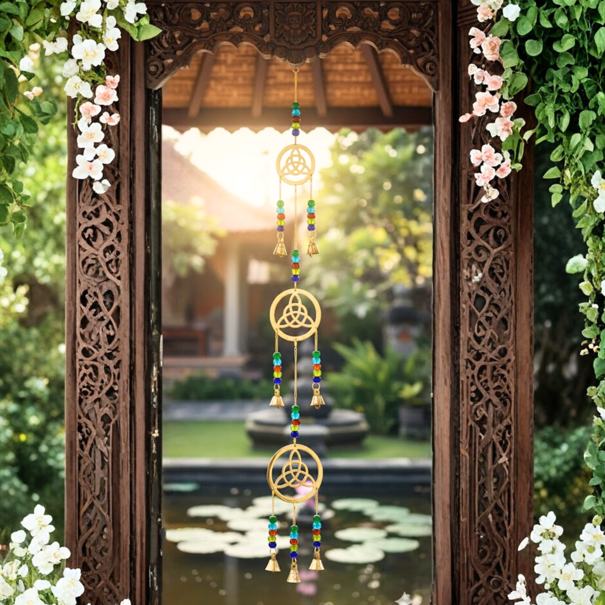 Réz szélcsengők 7-harangos kelta csepp kézzel készített