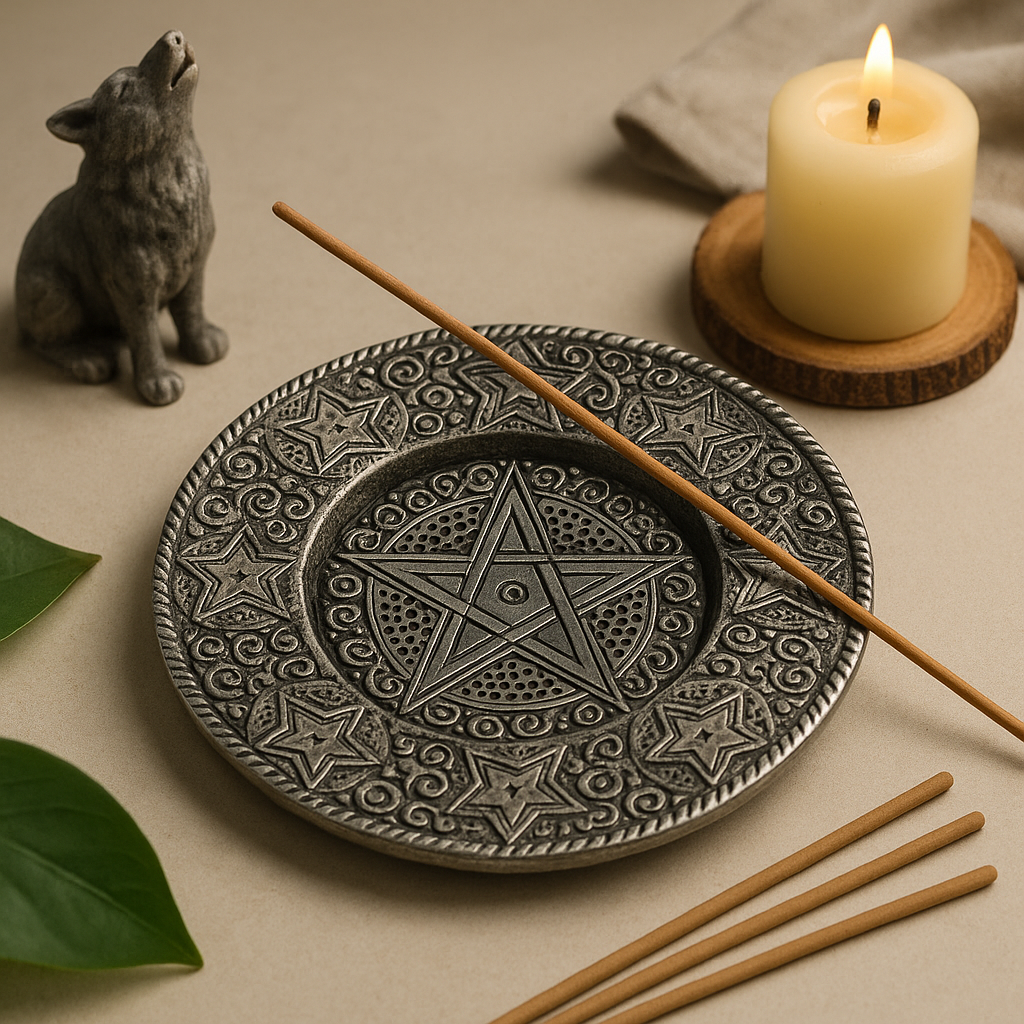 Pentagram Incense Holder Polished Aluminium 11.5cm