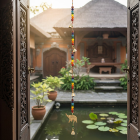 Wind Chime Brass Elephant Chakra Beads