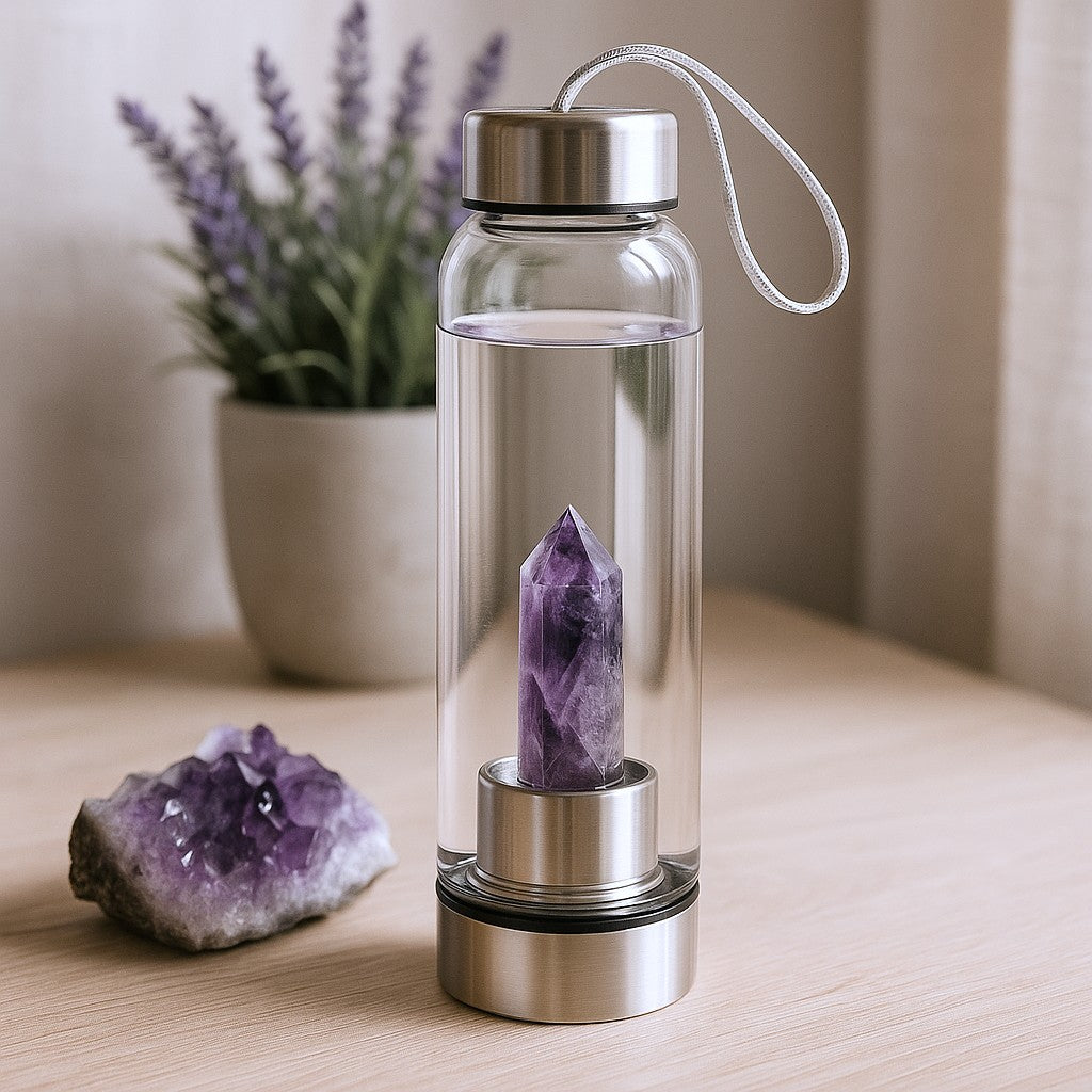 Kristallwasserflasche Amethyst beruhigend