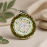 Orgonite Pendant Greenstone Mandala