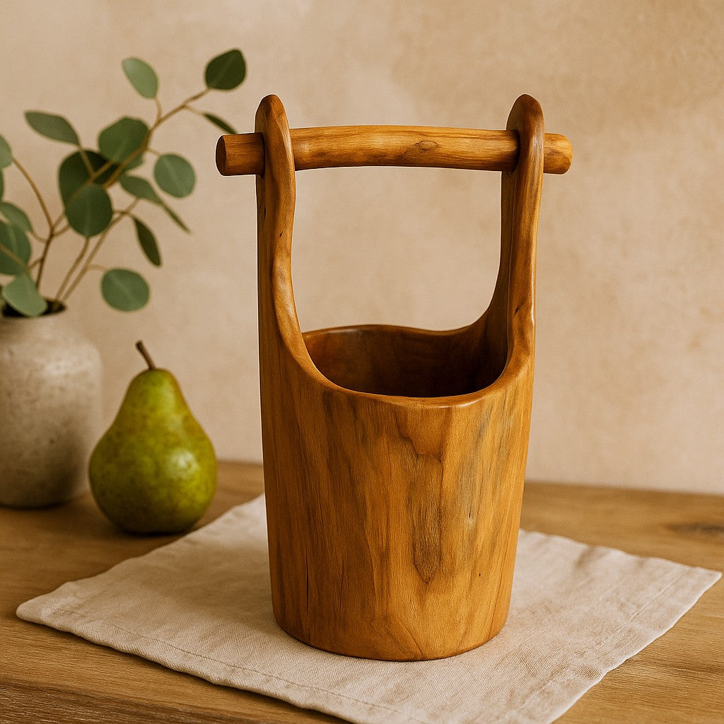 Cubo de pozo de teca de aprox. 28 cm